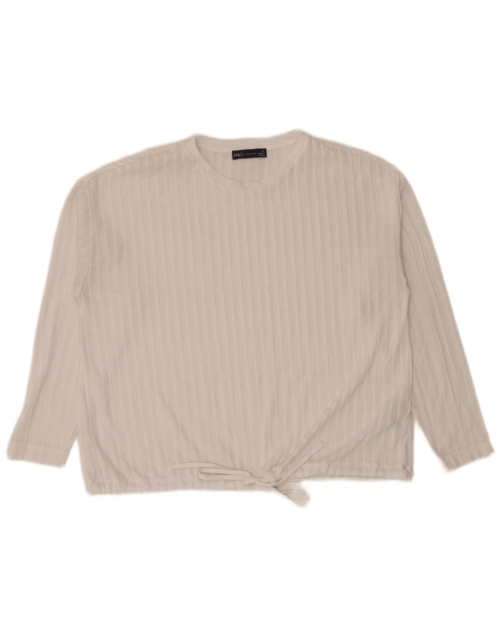 Marks & Spencer Damski top oversize z długim rękawem, UK 10, mały, biały