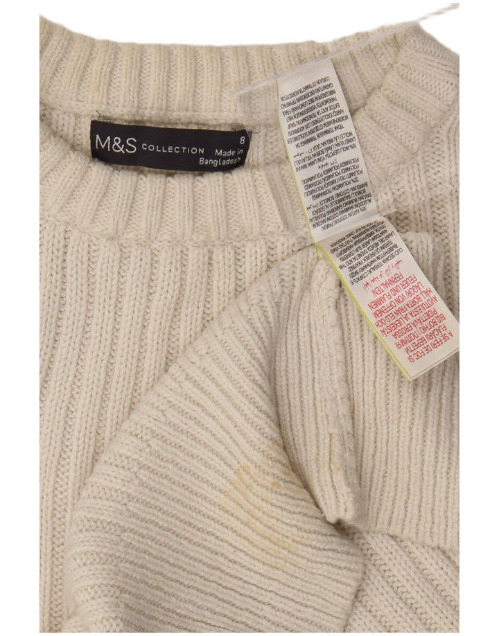 MARKS & SPENCER Womens Crew Neck Jumper Sweater UK 8 Small White