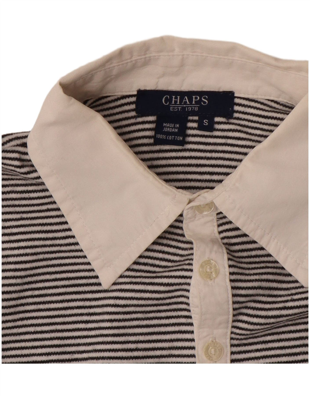 Damska koszulka polo Chaps z rękawem 3/4 UK 10 w małe czarne paski, bawełniana