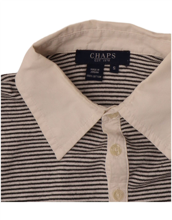 Damska koszulka polo Chaps z rękawem 3/4 UK 10 w małe czarne paski, bawełniana