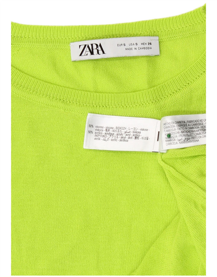 Damski sweter oversize z dekoltem w łódkę Zara UK 10 Small Green Wiskoza