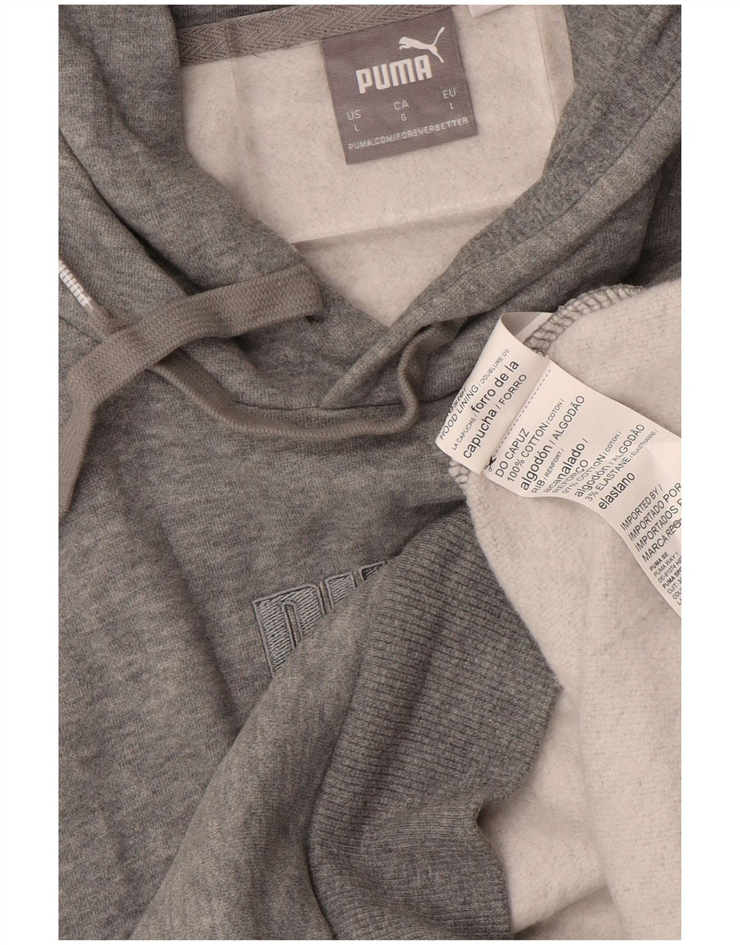 Męski sweter z kapturem i grafiką PUMA, duży, szary, bawełniany