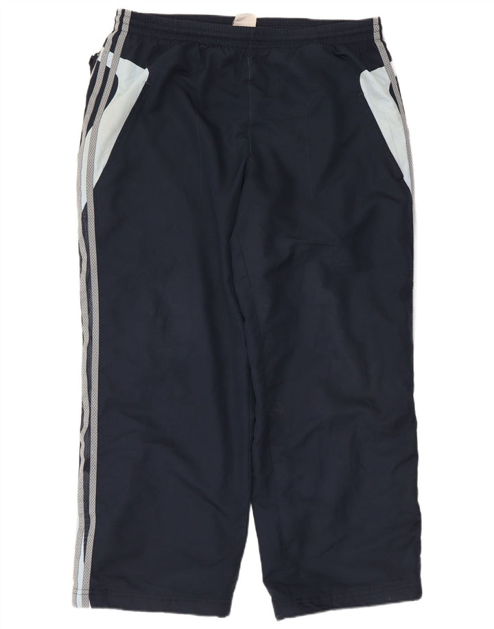 Męskie spodnie dresowe Adidas, duże, granatowe, z blokami kolorów, z poliestru
