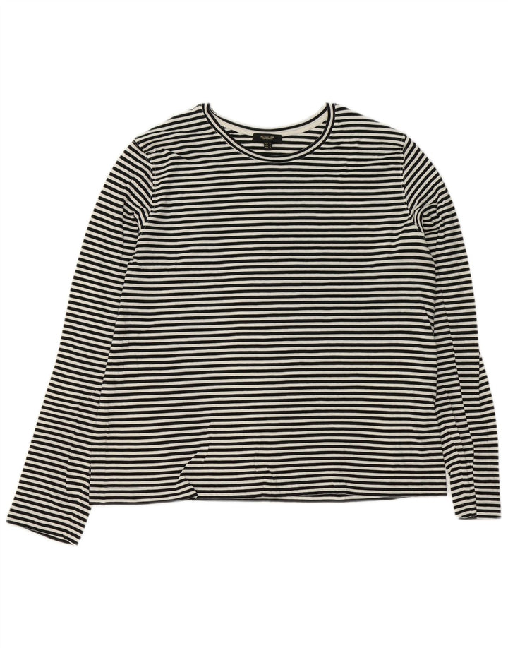 Damski top Massimo Dutti z długim rękawem UK 16, duży, biały w prążki