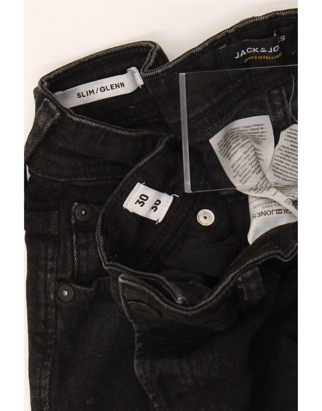 Męskie jeansy Jack & Jones GLENN Slim W30 L30 Czarne bawełniane