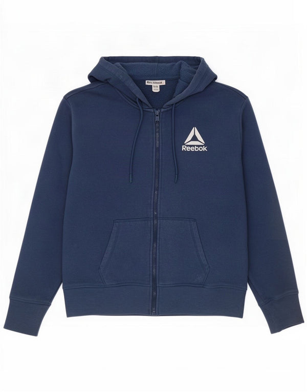 Damski sweter z kapturem i zamkiem Reebok o swobodnym kroju UK 8 Small Blue Cotton Sports