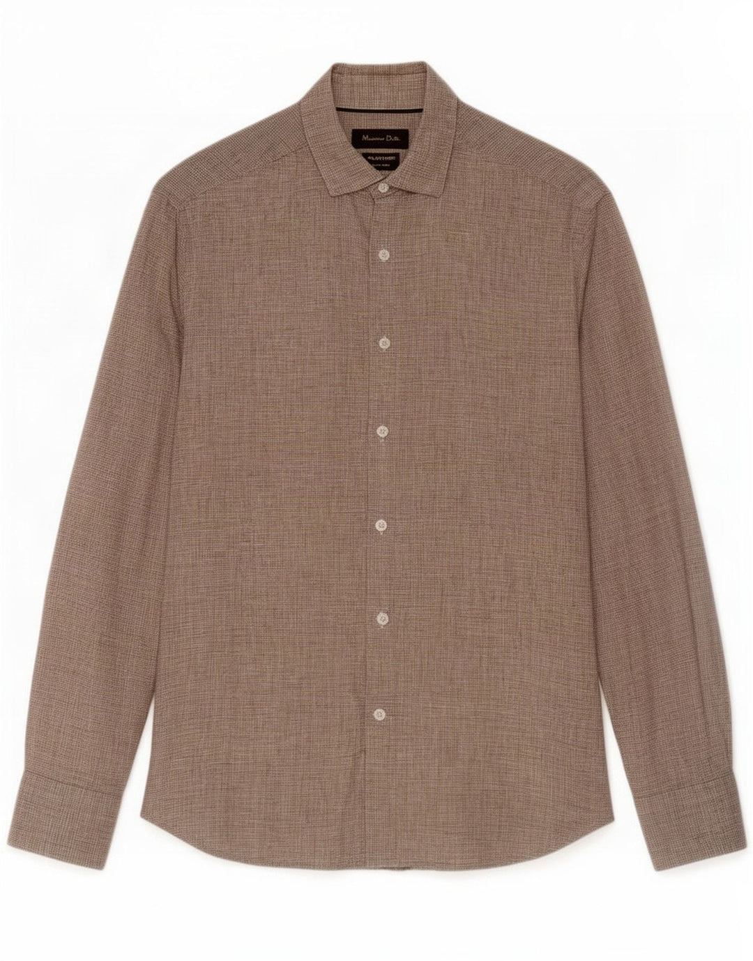 Koszula męska Massimo Dutti, średnio beżowa, lniana w pepitkę