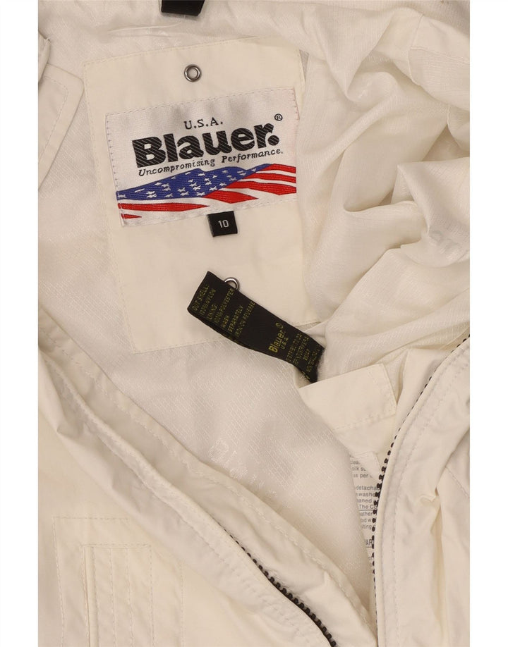 Dziewczęca kurtka bomberka z grafiką Blauer 9-10 lat, biały nylon