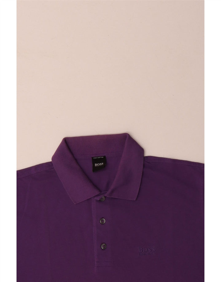 Męska koszulka polo HUGO BOSS, średnia fioletowa bawełna