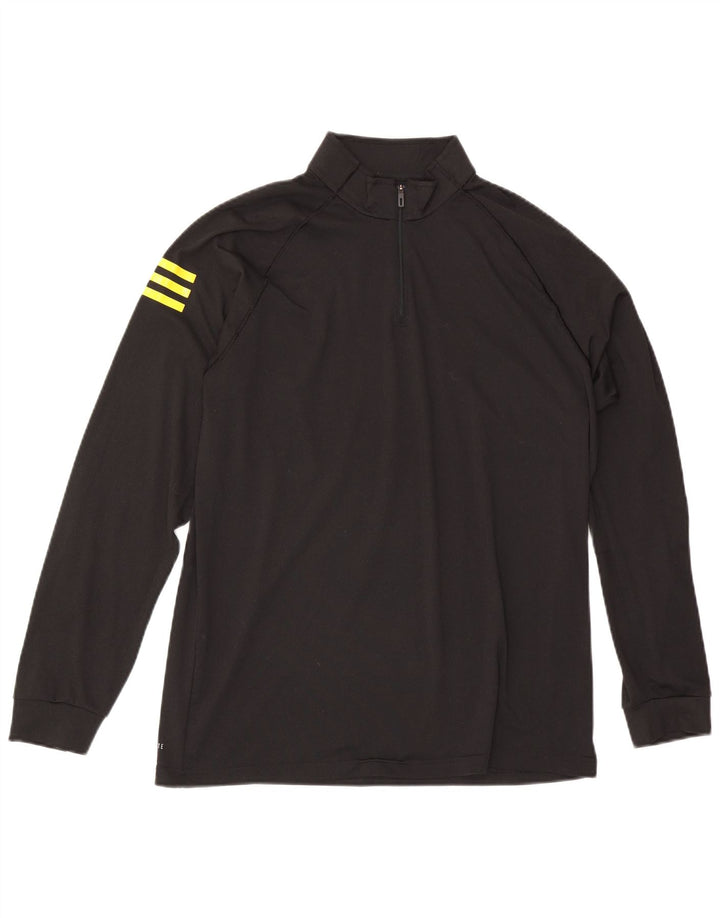 Adidas Męskie Climalite Zip Neck Pullover Dres Top Średni Czarny