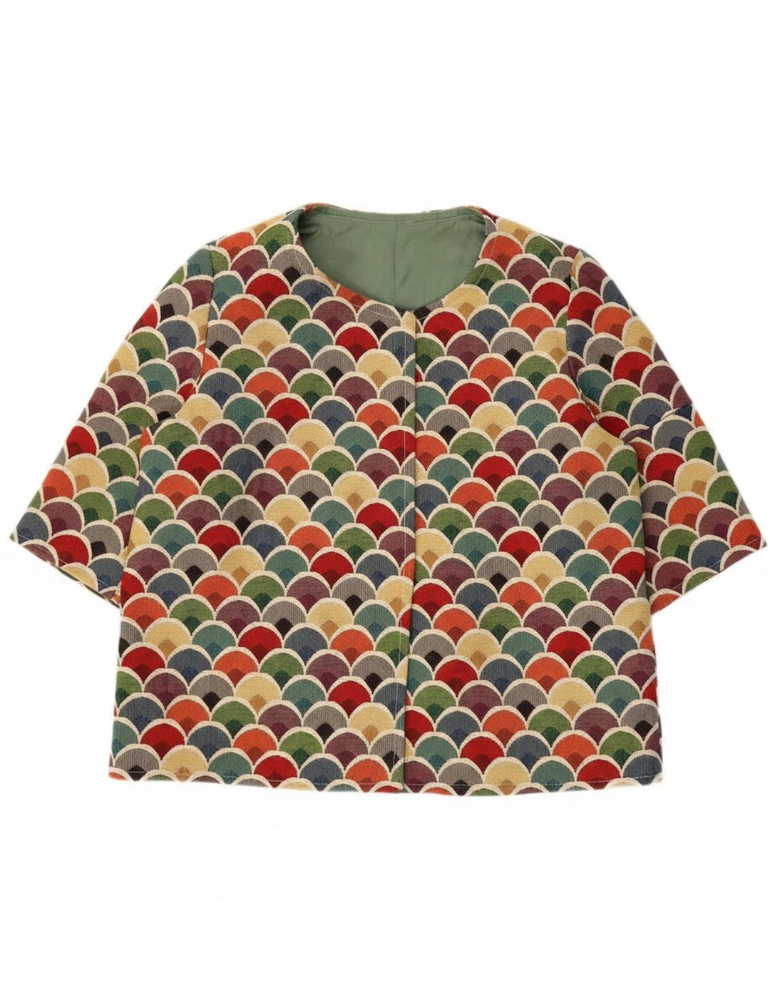 Vintage damska marynarka z rękawem 3/4 UK 12, średnia, wielobarwna