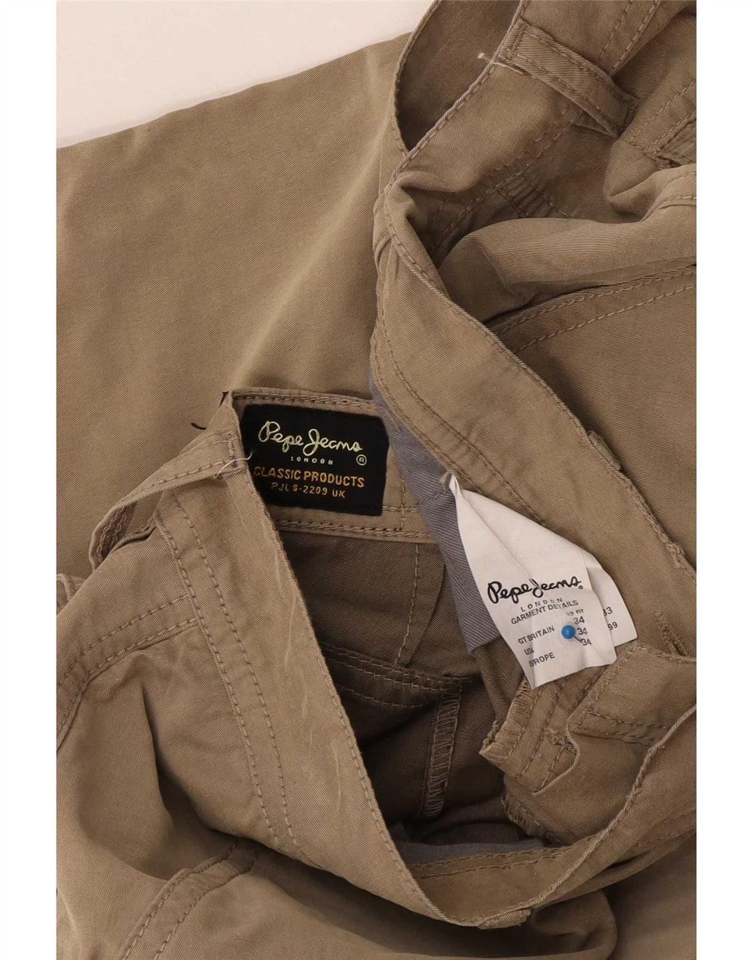 Męskie bermudy PEPE Jeans Cargo W34, duże, beżowe, bawełniane