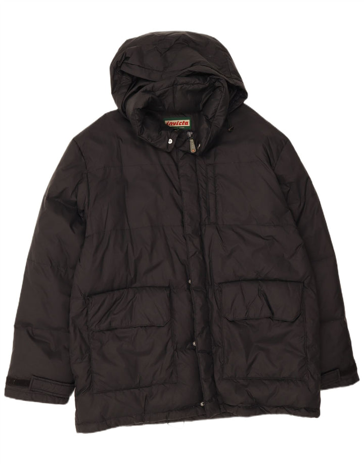 INVICTA Mens Hooded Padded Jacket UK 42 XL Black Polyester