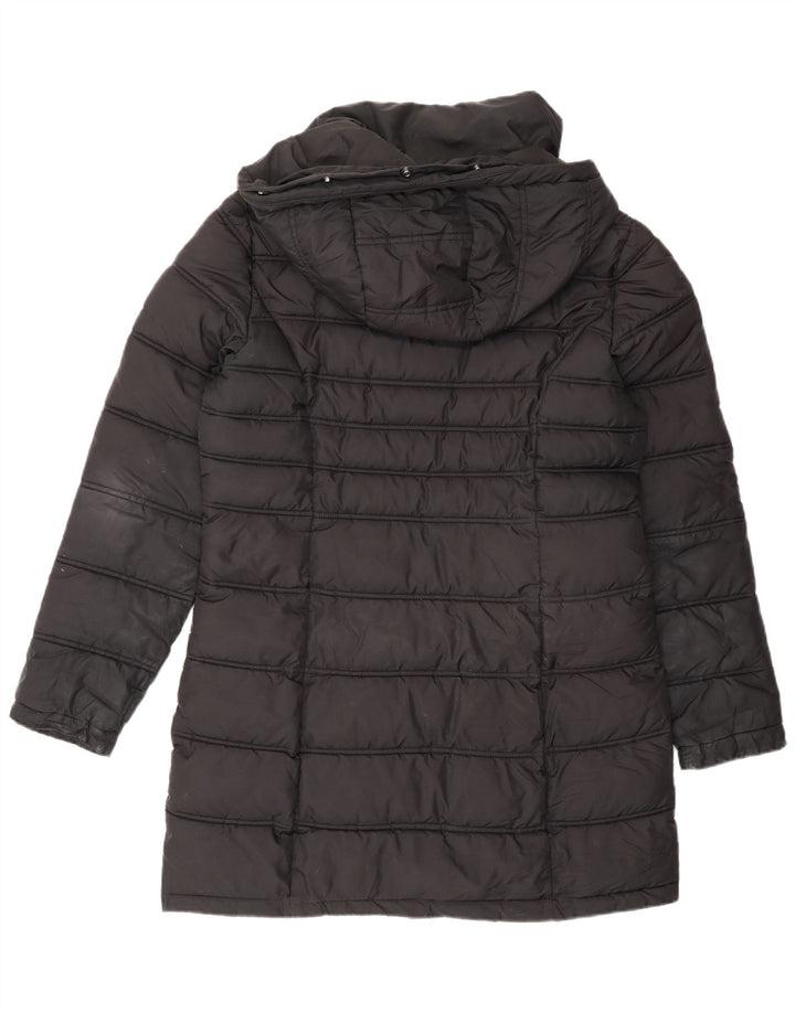 Damski ocieplany płaszcz z kapturem Superdry UK 12, średni czarny poliester