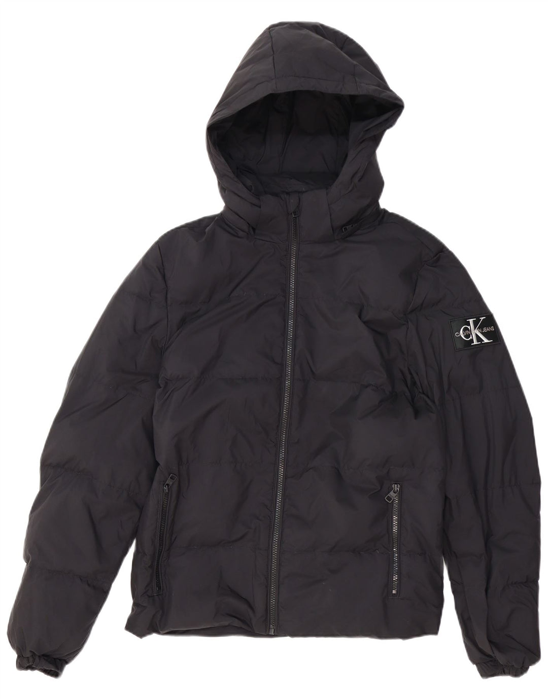 CALVIN KLEIN JEANS Męska ocieplana kurtka z kapturem UK 34 XS, czarna, poliester