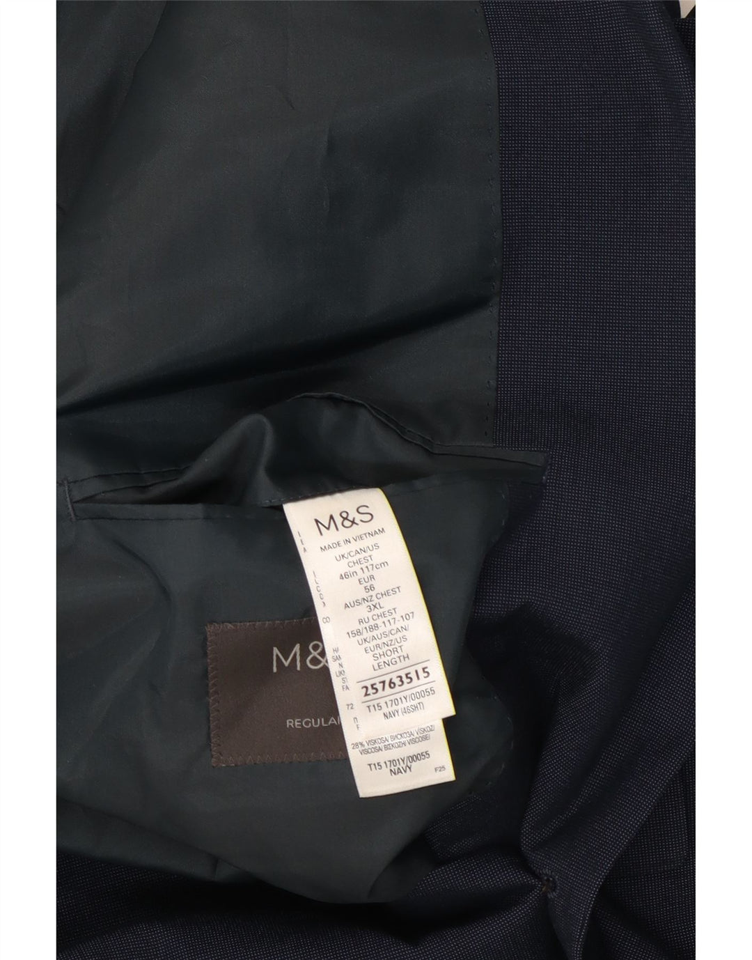 Marks & Spencer Męska marynarka zapinana na 2 guziki, UK 46 XL, granatowa, poliester