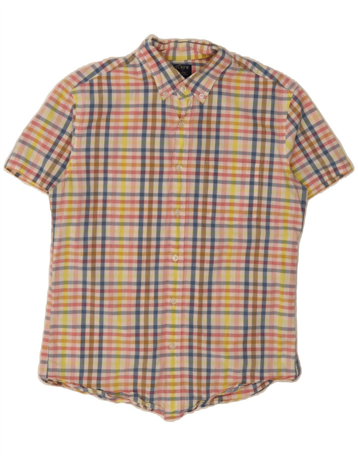 J. CREW Mens Flex Short Sleeve Shirt Medium Multicoloured Check Cotton Vintage J. Crew and Second-Hand J. Crew from Messina Hembry 