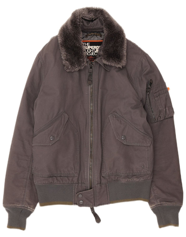 Damska kurtka bomber Superdry UK 18 XL, szara bawełna
