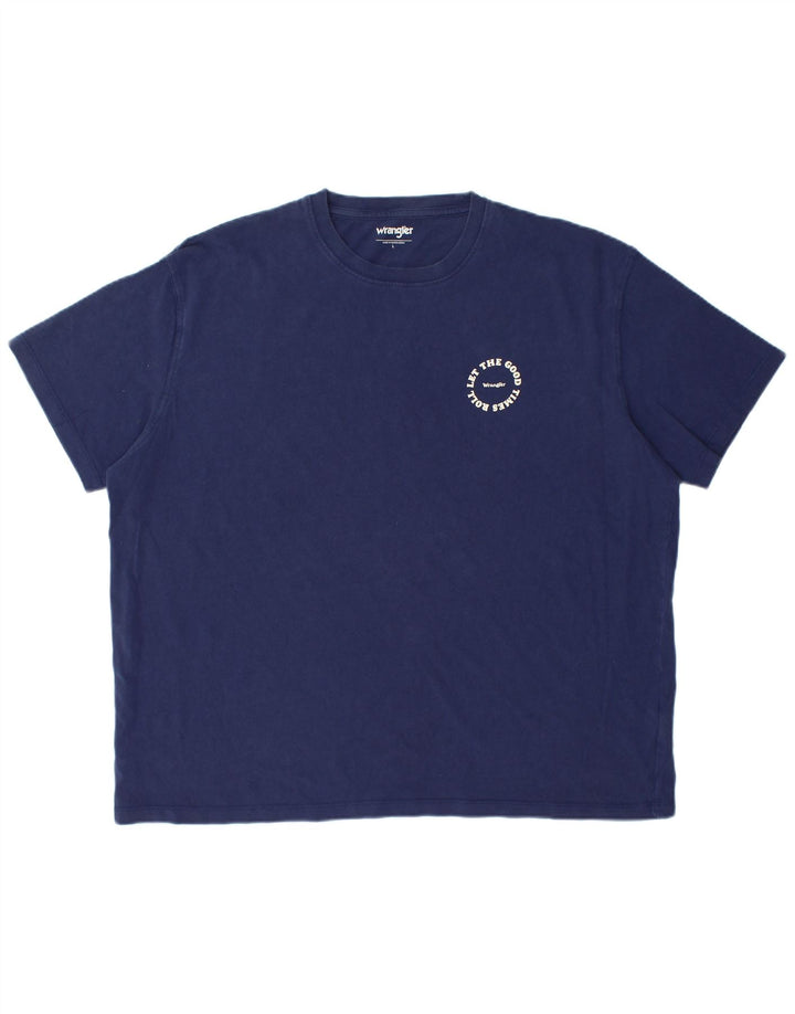 T-shirt męski WRANGLER, duży, bawełniany, granatowy