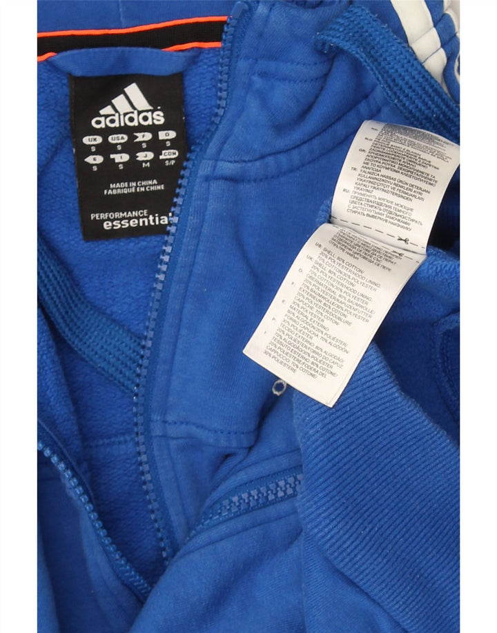 Męski sweter z kapturem i zamkiem błyskawicznym ADIDAS, mały, niebieski, bawełniany