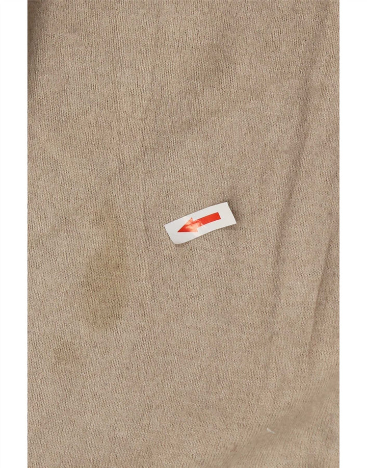 Refrigiwear Męski sweter z dekoltem w kształcie litery V, duży, beżowy jedwab