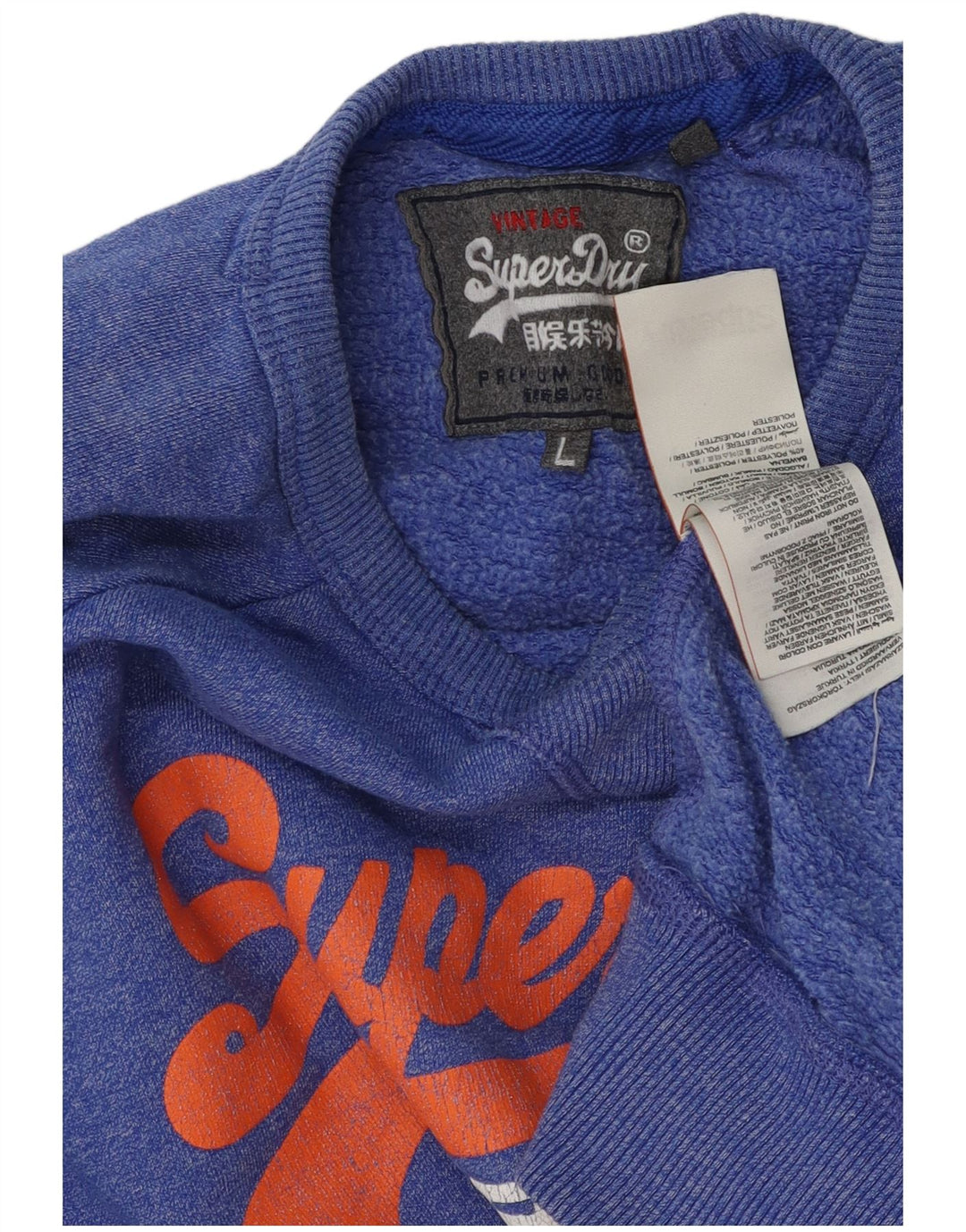 Męski sweter z grafiką Superdry, duży, niebieski, bawełniany