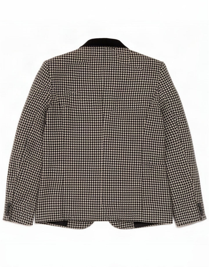 Persona Womens 2 Button Blazer Jacket Size 17 Small Black Houndstooth Wool
