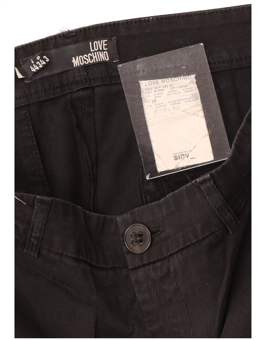 Spodnie damskie MOSCHINO proste chino W34 L29 czarna bawełna