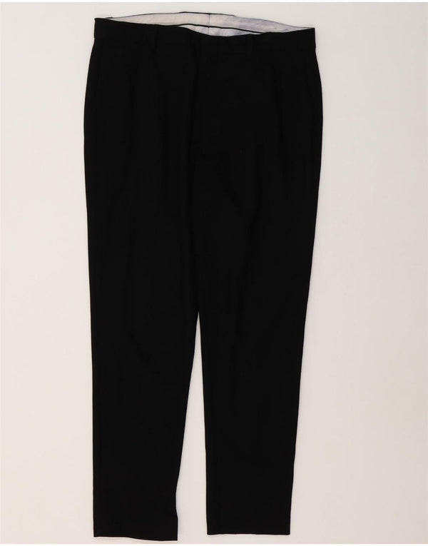 Zara Mens Straight Chino Trousers EU 42 Large W32 L28 Black Polyester