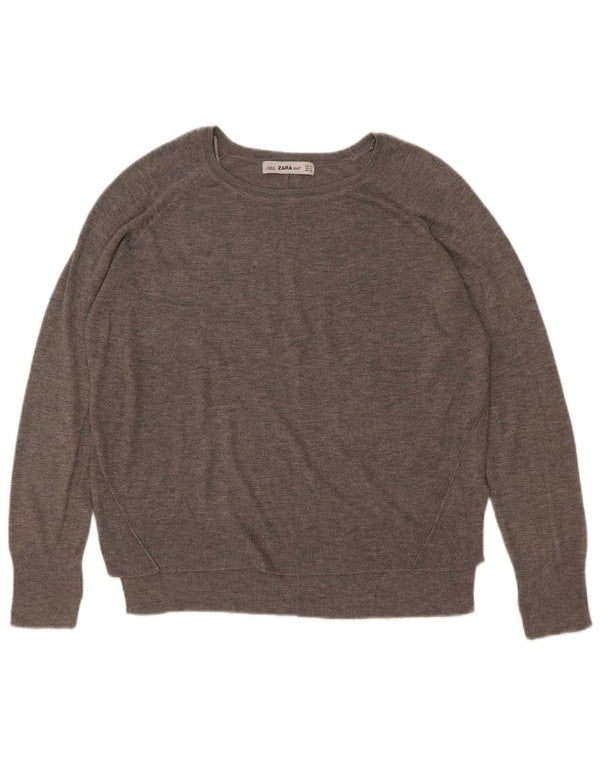 Damski sweter oversize z dekoltem w łódkę Zara UK 10 Small Grey Flecked