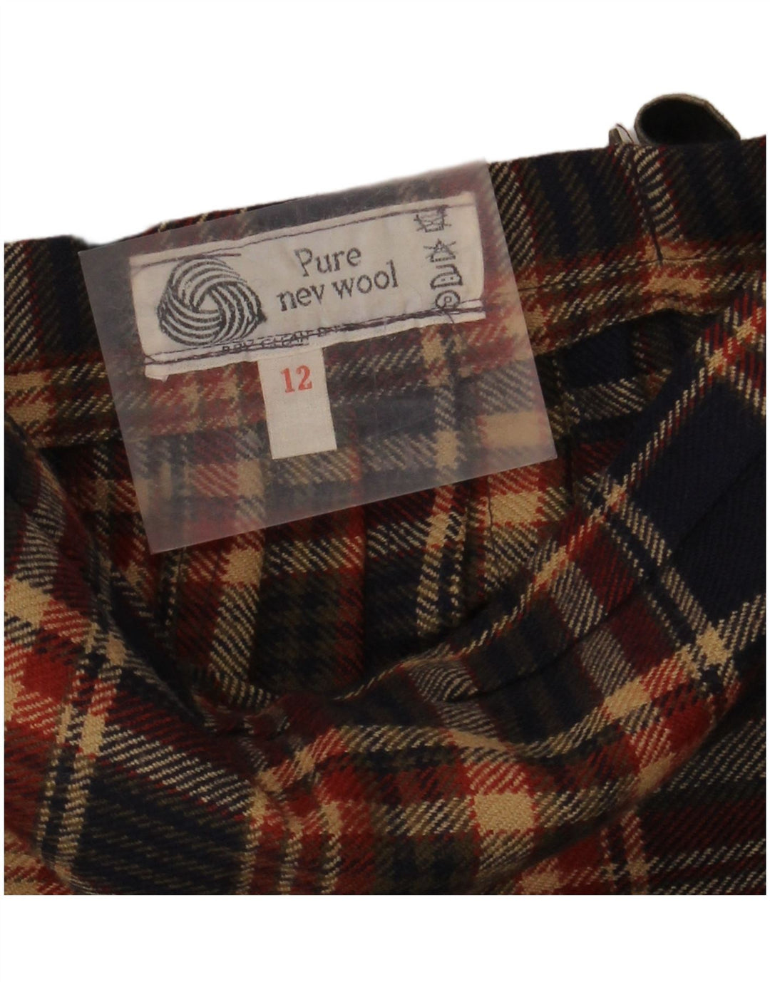 Damska spódnica kopertowa w stylu vintage UK 12 Medium W27 Wielobarwna krata z dziewiczej wełny