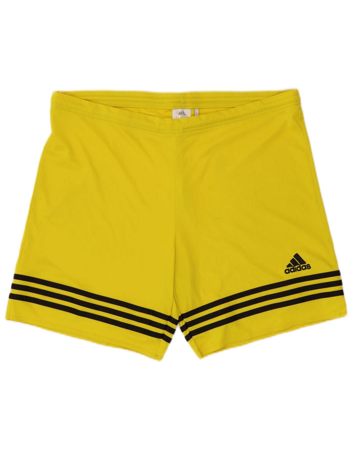 Męskie spodenki sportowe Adidas, duże, żółte, poliestrowe paski