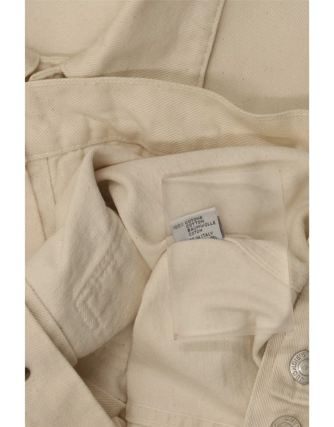 Damska kurtka dżinsowa w stylu vintage UK 20 2XL w kolorze złamanej bieli, bawełniana