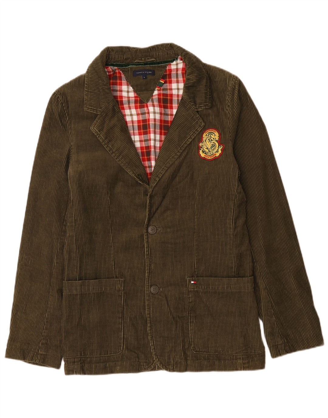 Tommy Hilfiger Chłopięca sztruksowa marynarka zapinana na 2 guziki 15-16 lat Khaki