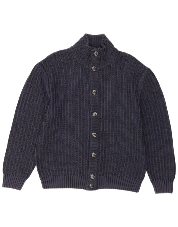 Vintage męski sweter rozpinany UK 40, średni granatowy, bawełniany