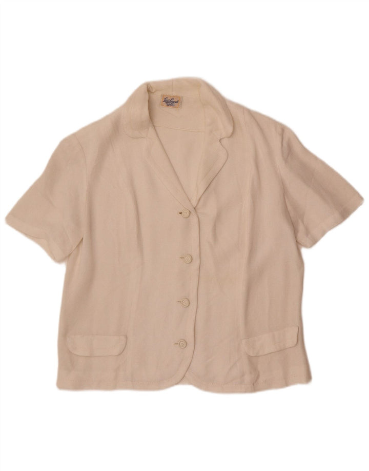 Damska bluzka z krótkim rękawem Luisa Spagnoli UK 14 Średnia biel