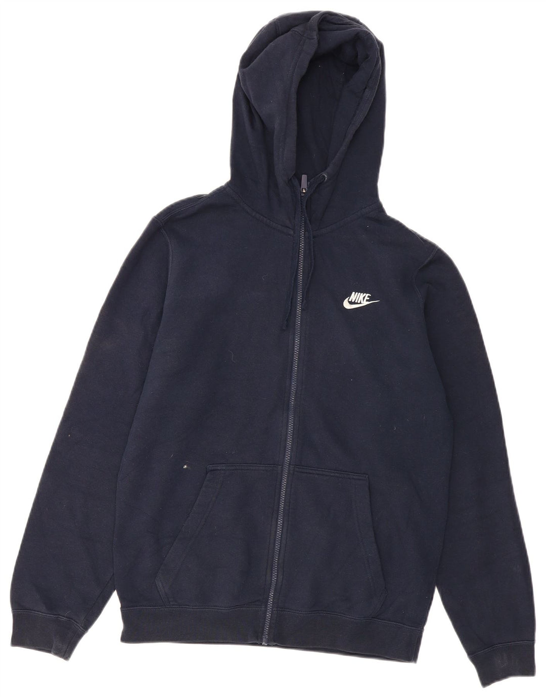 NIKE Mens Zip Hoodie Sweater Small Navy Blue Cotton
