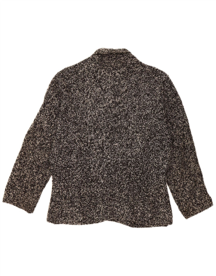 MARKS & SPENCER Damski sweter rozpinany UK 12 Średni czarny nakrapiany akryl