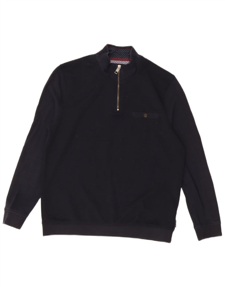 Męski sweter Ted Baker z zamkiem błyskawicznym, rozmiar 4, duży, granatowy, poliester