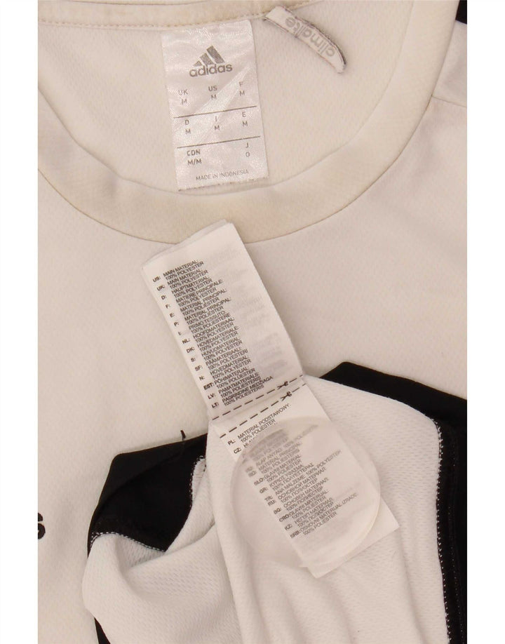 Adidas Męski T-shirt Climalite Top Średni Biały Poliester z blokami kolorów
