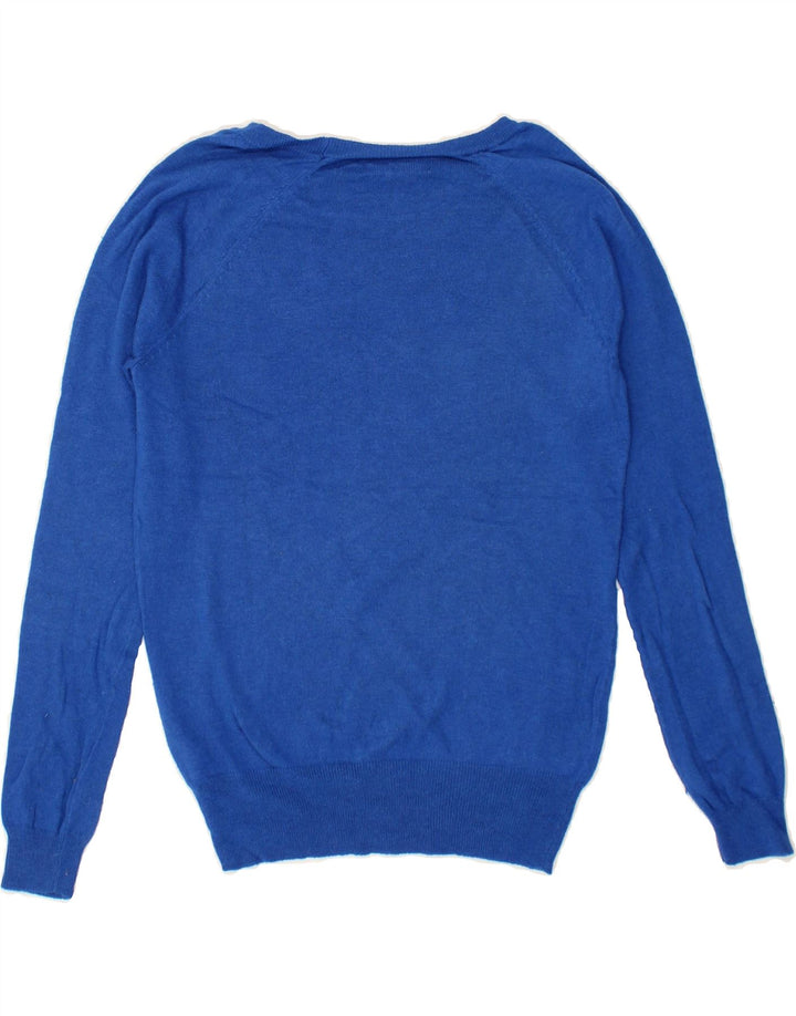 MOSSIMO Womens Boat Neck Jumper Sweater UK 12 Medium Blue Nylon Vintage Mossimo and Second-Hand Mossimo from Messina Hembry 
