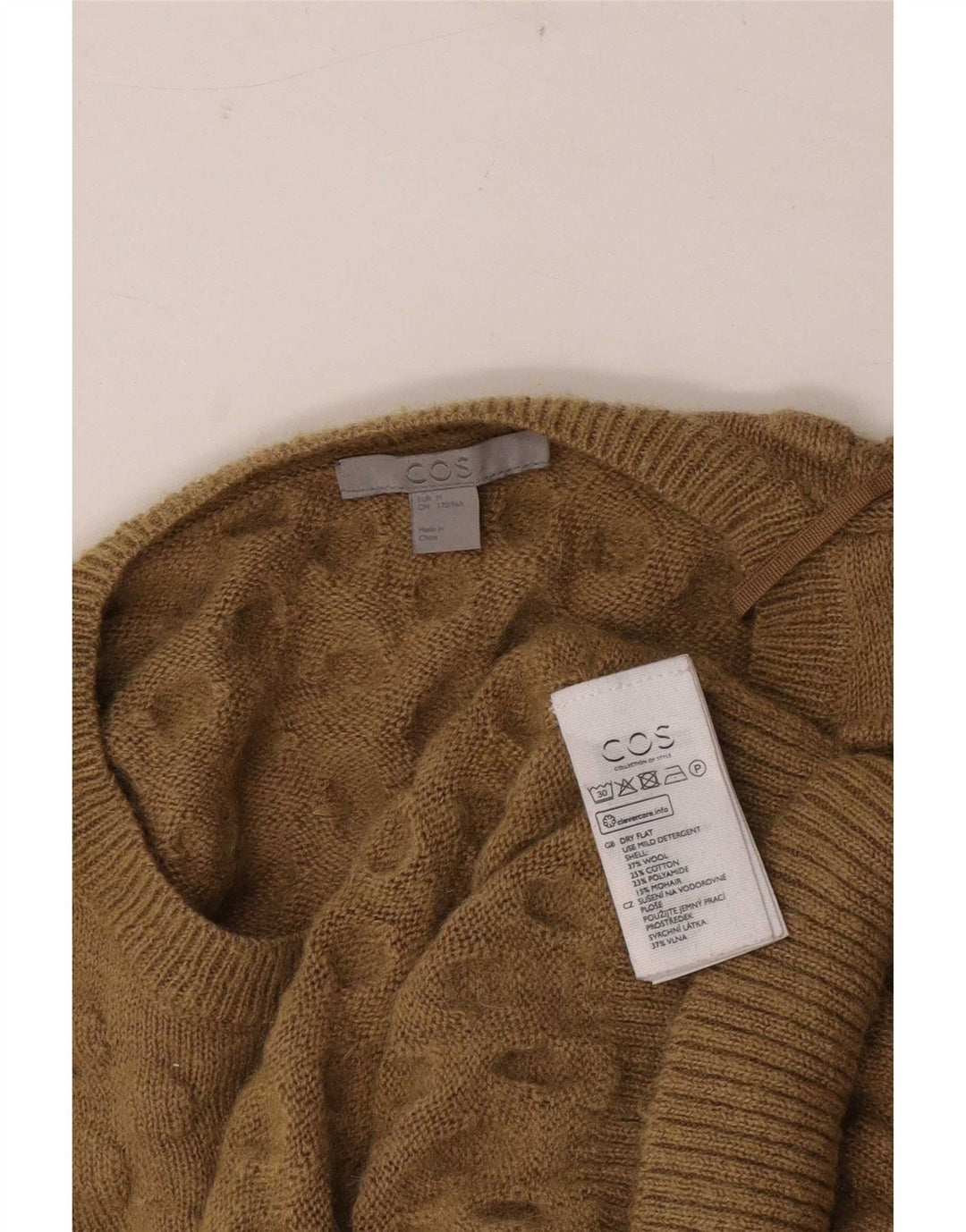 Cos Męski sweter z okrągłym dekoltem, średnio beżowa wełna
