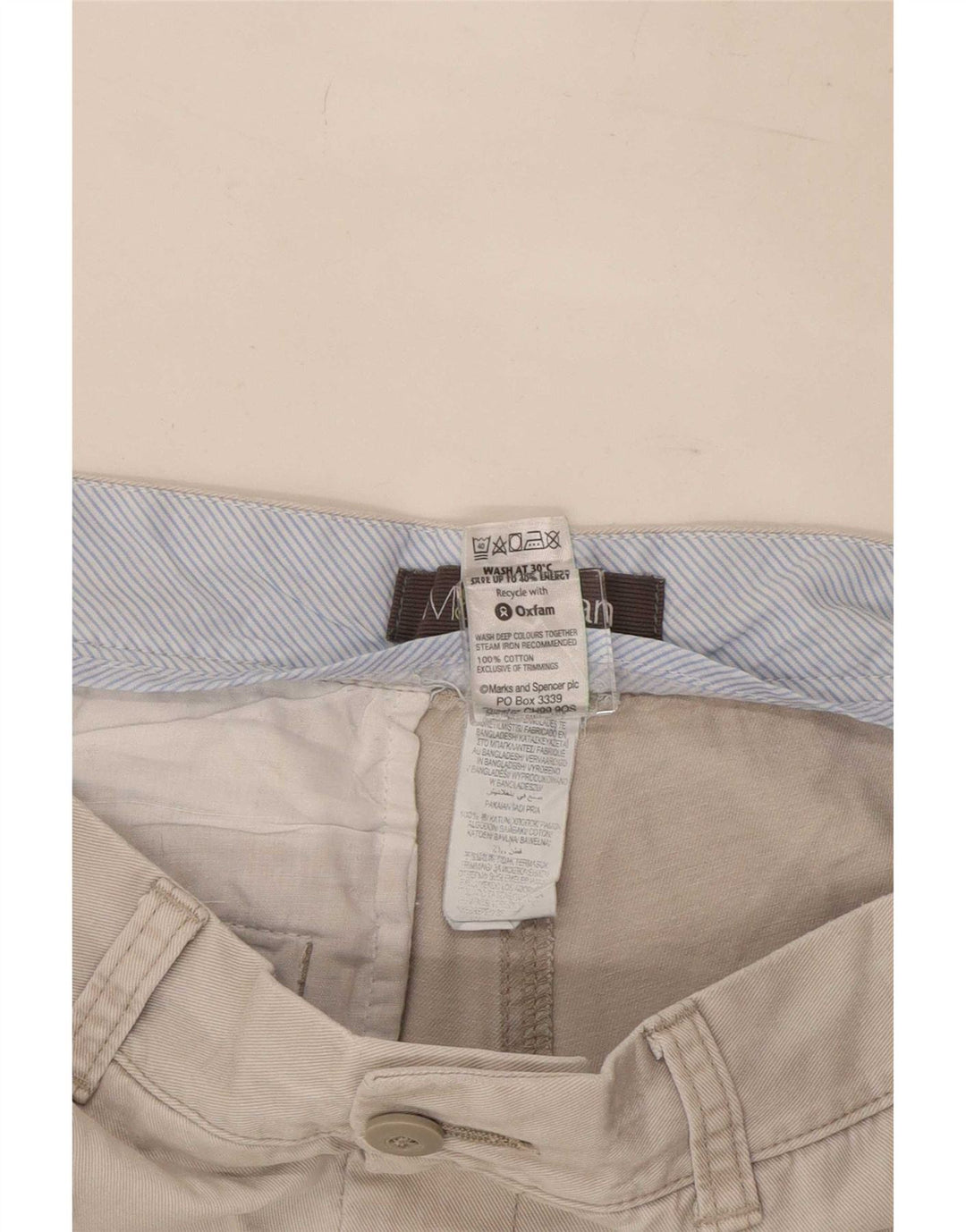 Marks & Spencer Męskie spodenki Chino Medium W32 Beżowa bawełna
