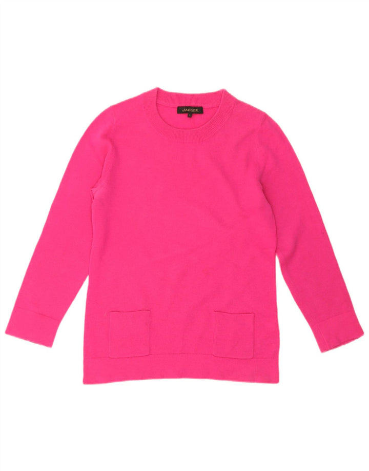 Damski sweter z okrągłym dekoltem Jaeger UK 10 Small Pink Wełna