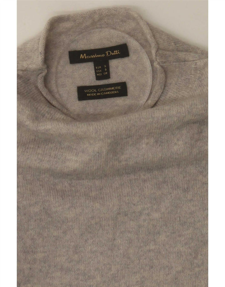 Sweter damski Massimo Dutti z golfem UK 10 Small, szara wełna