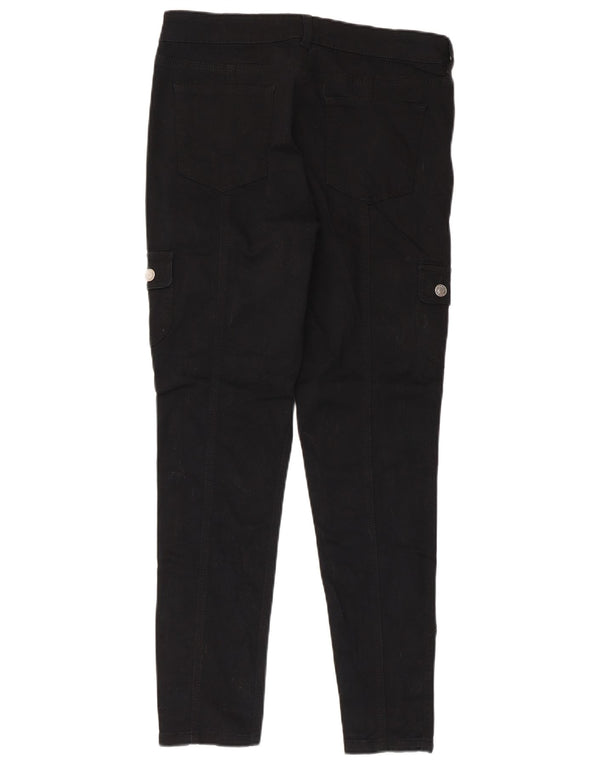 Oasis Womens Slim Cargo Trousers UK 14 Large W32 L27 Black Cotton