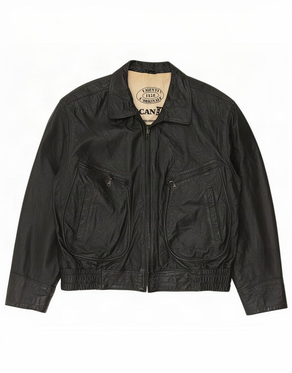 Vintage męska kurtka skórzana IT 56 3XL czarna