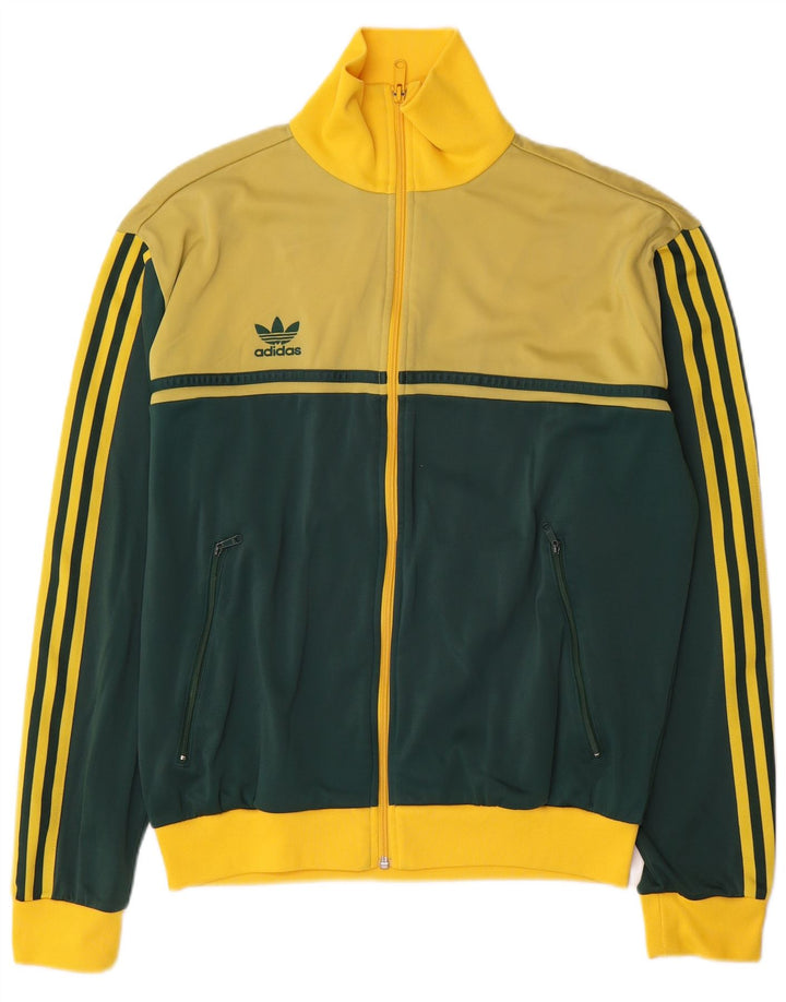 Adidas Męska bluza dresowa z grafiką, duża, żółta, blokowa, poliamidowa
