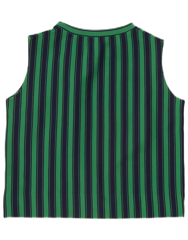 Vintage Womens Sleeveless Blouse Top UK 16 Large Green Striped