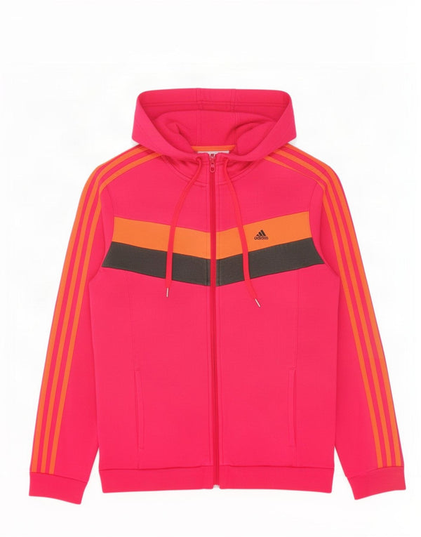 Damski sweter z kapturem i zamkiem Adidas UK 12/14 Średni różowy, bawełniany blok kolorów